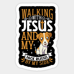 Jesus and dog - Jack Russel Terrier Sticker